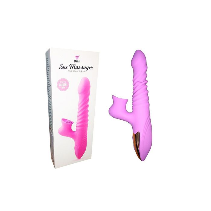 Vibrador Vai e Vem com Estimulador Clitoriano Christal - Dibe