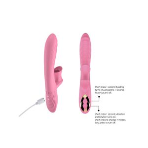 Vibrador Rotativo Recarregável com Estimulador Clitoriano - 7 Níveis de Rotação