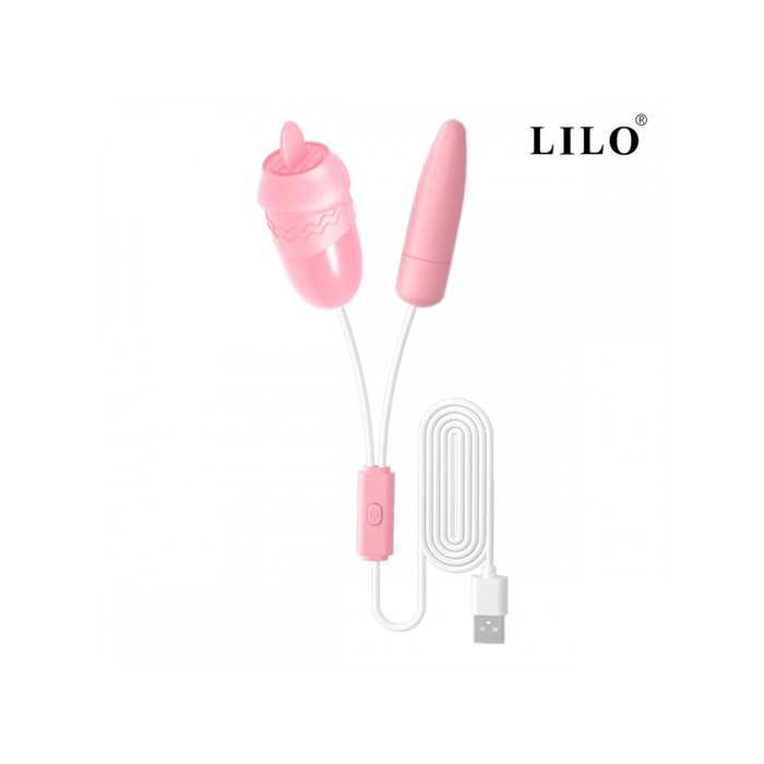 Cápsula Vibratória USB com 2 bullets com 12 modos de língua vai e vem e vibração