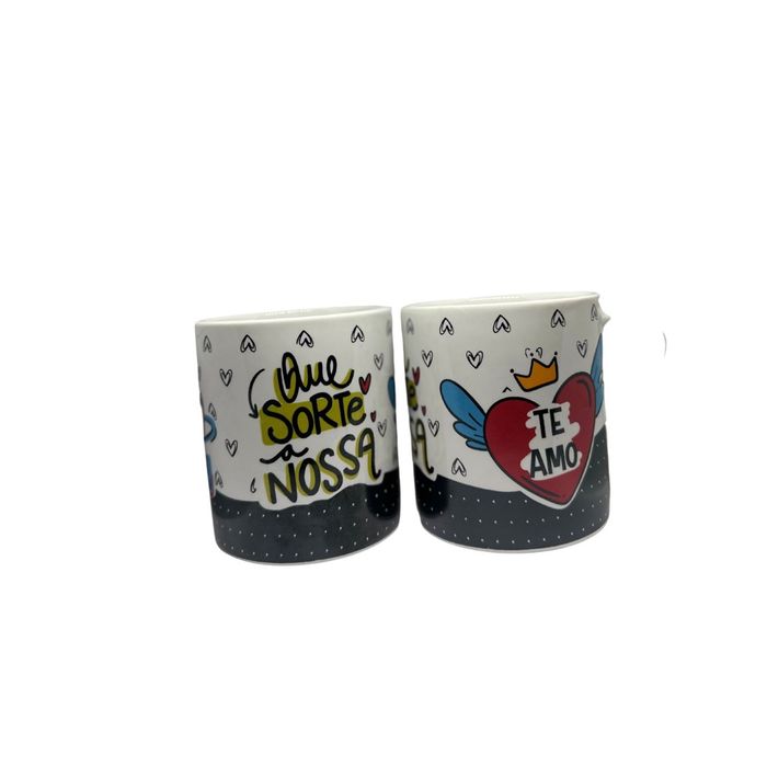 Caneca Porcelana Que Sorte a Nossa 300ml (ref. 2)