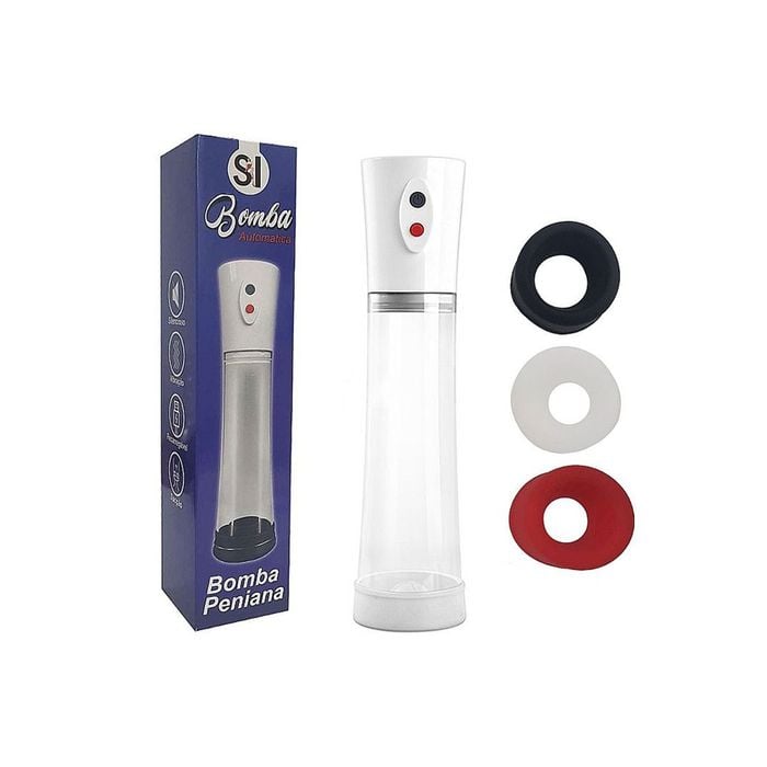 Bomba Elétrica Peniana (bateria recarregável, USB e 3 anéis)