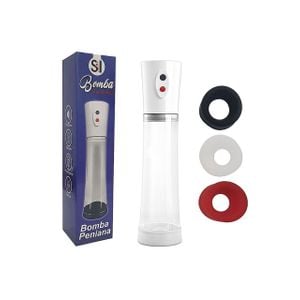 Bomba Elétrica Peniana (bateria recarregável, USB e 3 anéis)