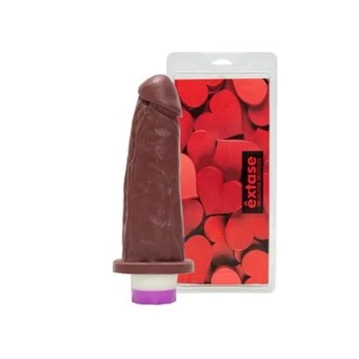 Prótese 16,5 x 3,5cm Marrom com Vibro Interno (acompanha 2 pilhas AA)