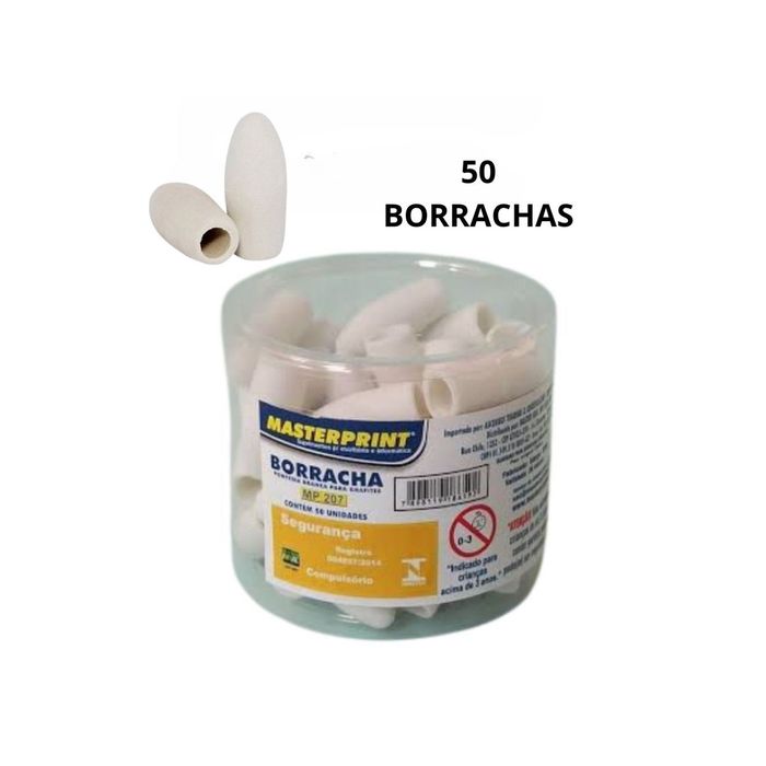Borracha Escolar 50 Peças Ponteira Simples Branco