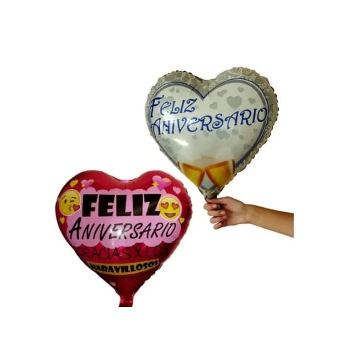 Balão Feliz Aniversário em Formato de Coração 46cm