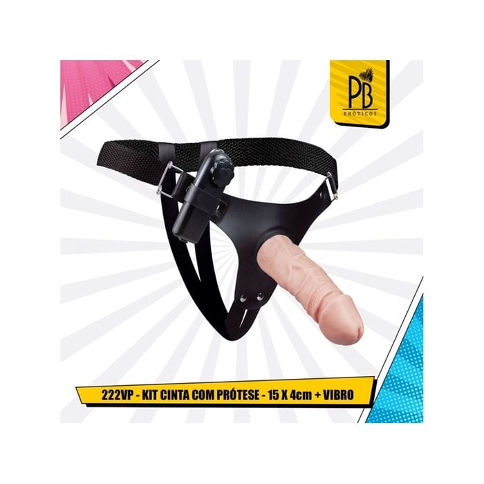 Kit Cinta com Prótese e Vibro - 15 X 4cm