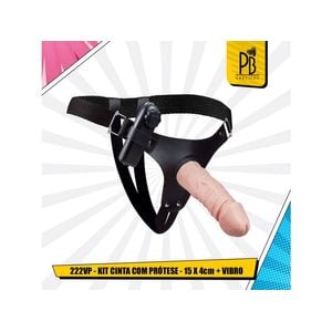 Kit Cinta com Prótese e Vibro - 15 X 4cm