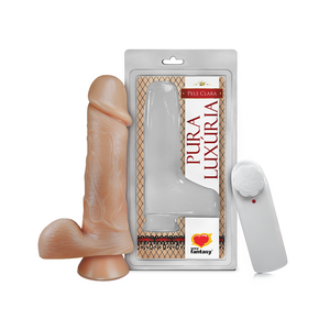 Prótese 18 x 4,4cm com Escroto, Vibrador e Ventosa (PV026)