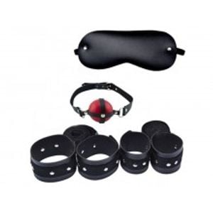 Kit bondage (com 4 amarras + venda + mordaça bola)