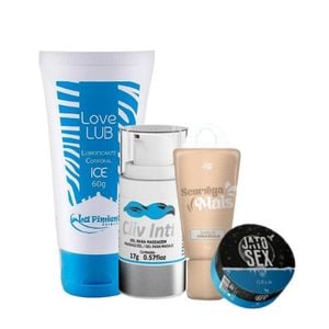 Kit Com Love Lub Ice + Scurrega Amarula + Jato Sex Gela + Cliv