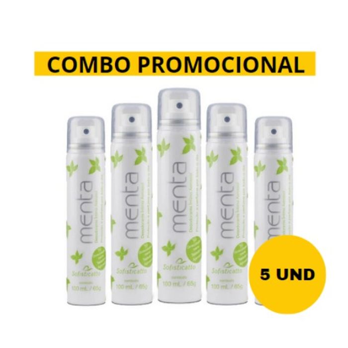 5 Desodorante Íntimo Menta Aerossol 100ml - Sofisticatto