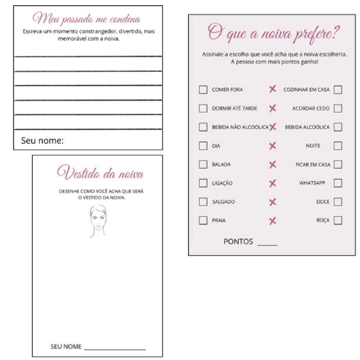Brincadeiras para Chá de Lingerie, Despedida de Solteira