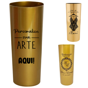 Kit Copo Long Drink Personalizado Dourado 325ml (nome, logo, aniversário, chá de lingerie)