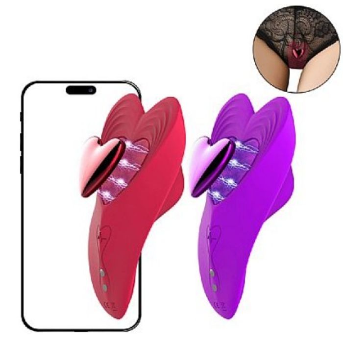 Vibrador de calcinha - Red Heart - À Longa distância - APP