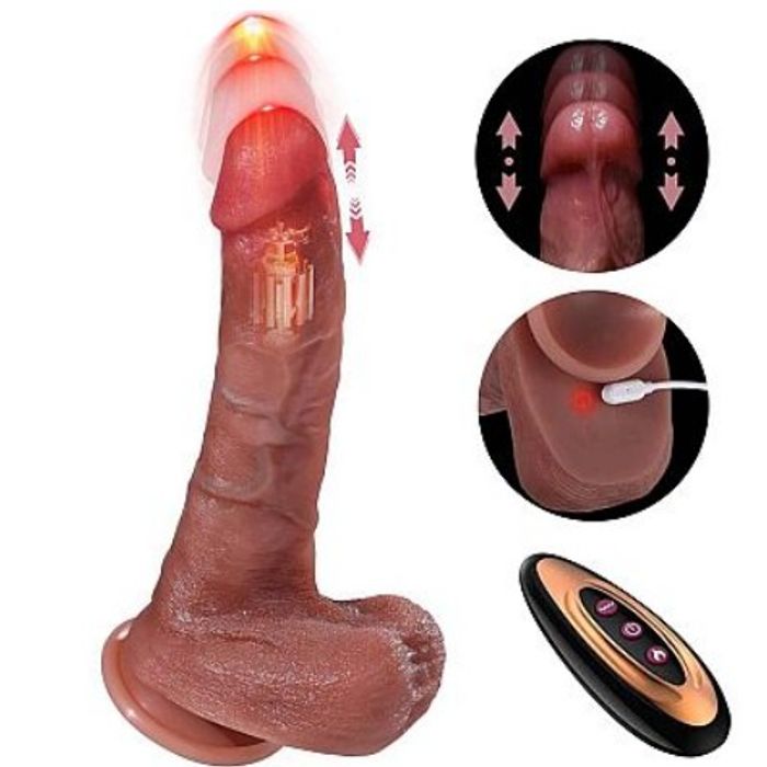 Pênis Realístico em Silicone com Vai e Vem com Aquecimento 21,5 x 4,0