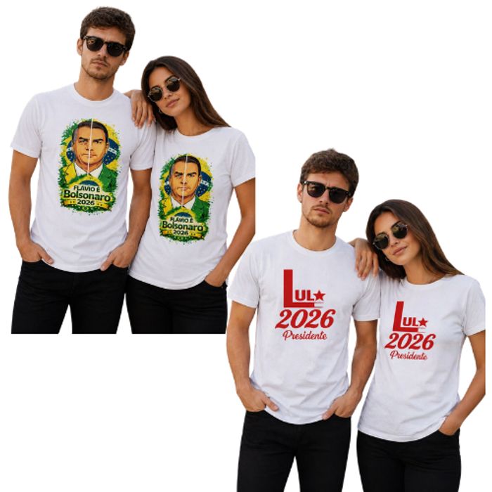 Camiseta Presidente 2026 (Bolsonaro ou Lula)