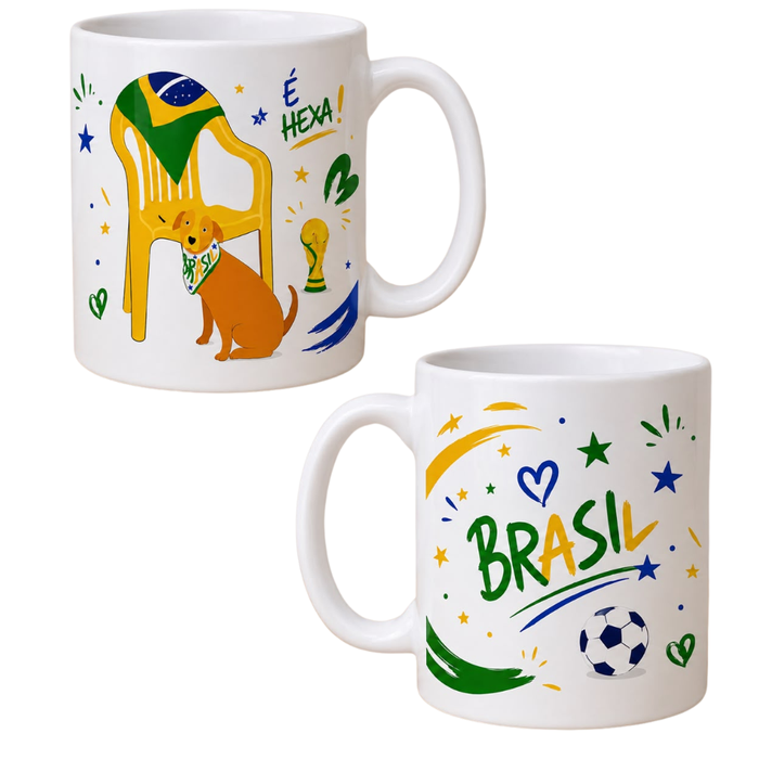 Caneca Brasil Hexa Porcelana 325ml