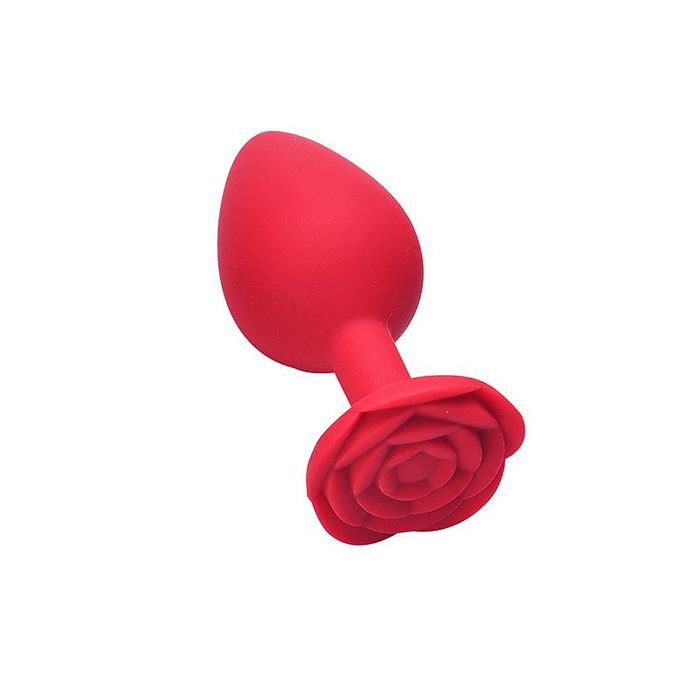 Plug Anal em Silicone com Base de Rosa Flor - Tamanho M
