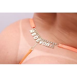 Calcinha Bumbum Strass Laranja Neon