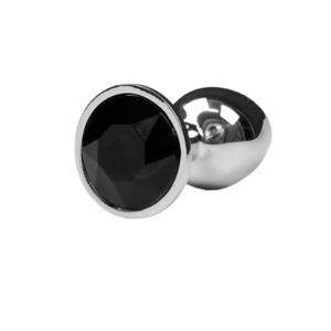 Plug Metálico Cromado Aço - com Pedra Brilhante (Tam. P) (5845)