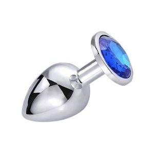 Plug Metálico Cromado Aço - com Pedra Brilhante (Tam. P) (5845)