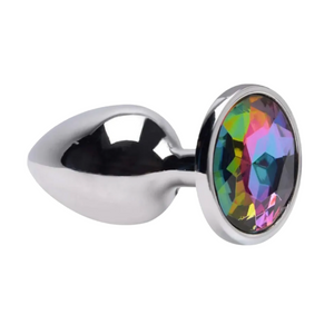 Plug Metálico Cromado Aço - com Pedra Brilhante (Tam. P) (5845)