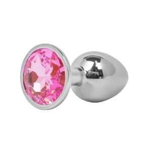 Plug Metálico Cromado Aço - com Pedra Brilhante (Tam. P) (5845)