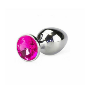 Plug Metálico Cromado Aço com Joia Tamanho Médio (8,5 cm) (5846)