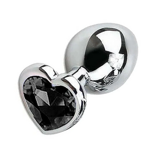Plug Cromado Aço - Coração com Pedra Brilhante (M) (5849)