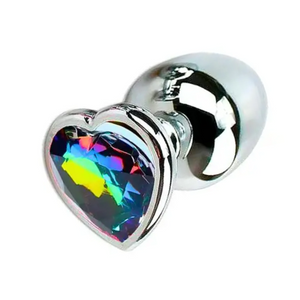 Plug Cromado Aço - Coração com Pedra Brilhante (M) (5849)