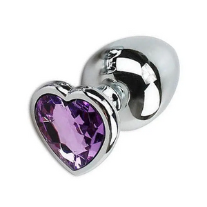 Plug Cromado Aço - Coração com Pedra Brilhante (M) (5849)