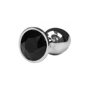 Plug Metálico Cromado Aço - Tam. G com Pedra Brilhante 9,5 x 4 cm (5847)