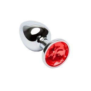 Plug Metálico Cromado Aço - Tam. G com Pedra Brilhante 9,5 x 4 cm (5847)