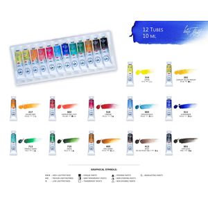Kit 12 Tintas Aquarela White Nights em Tubo - 1584