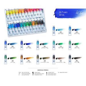 Kit 24 Tintas Aquarela White Nights em Tubo - 1582