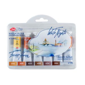 Kit 6 Tintas Aquarela White Nights em Tubo Natural Earths - 2110