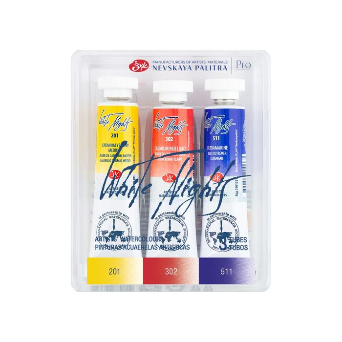 Kit 3 Tintas Aquarela White Nights em Tubo Basic (Tons Basicos 1) - 1972