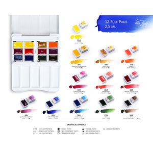 Kit 12 Tintas Aquarela White Nights em Pastilha Botanica - 1874
