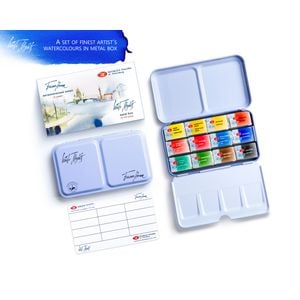 Kit 12 Tintas Aquarela White Nights em Pastilha Estojo Metal - 1561