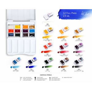 Kit 12 Tintas Aquarela White Nights em Pastilha "International Watercolor Society" - 1242