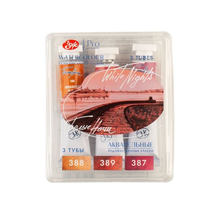 Kit 3 Tintas Aquarela White Nights Granuladas em Tubo Tons do Fogo - 2529