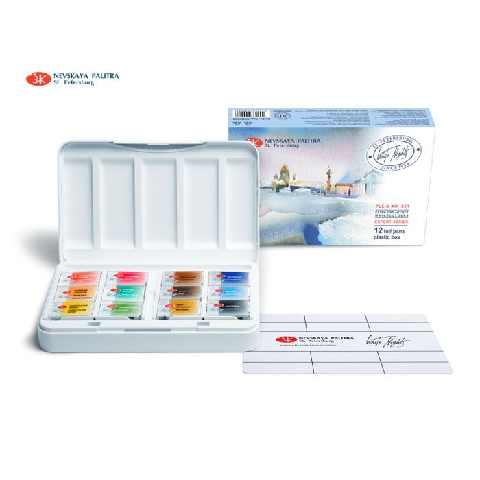 Kit 12 Tintas Aquarela White Nights em Pastilha Plein Air - 1193