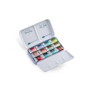 Kit 12 Tintas Aquarela Metamorphoses White Nights em Pastilha Estojo Metal