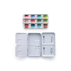 Kit 12 Tintas Aquarela Metamorphoses White Nights em Pastilha Estojo Metal