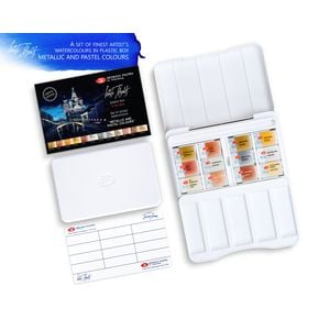 Kit 12 Tintas Aquarela White Nights em Pastilha Cores Metalicas e Pasteis - 1876