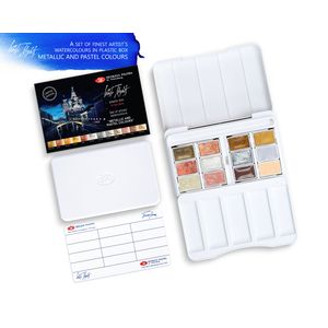Kit 12 Tintas Aquarela White Nights em Pastilha Cores Metalicas e Pasteis - 1876