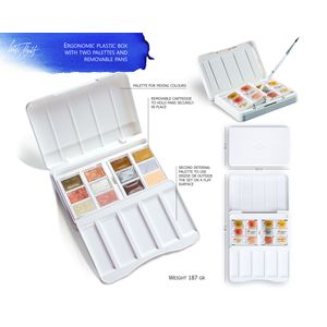 Kit 12 Tintas Aquarela White Nights em Pastilha Cores Metalicas e Pasteis - 1876