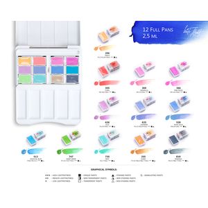 Kit 12 Tintas Aquarela White Nights em Pastilha Cores Pasteis - 1875