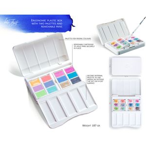 Kit 12 Tintas Aquarela White Nights em Pastilha Cores Pasteis - 1875