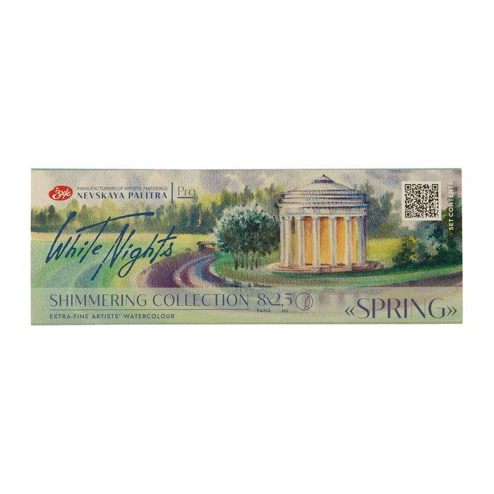 Kit 8 Tintas Aquarela White Nights em Pastilha Shimmering Collection - Spring